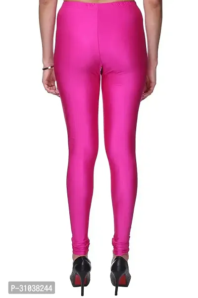 Stylish Pink Satin Solid Leggings For Women-thumb3