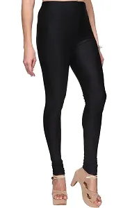 Stylish Black Satin Solid Leggings For Women-thumb1