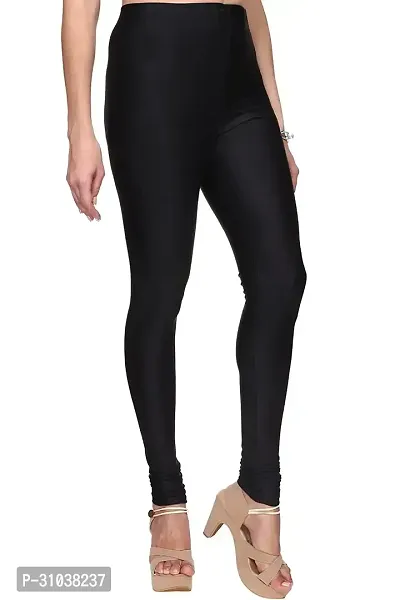 Stylish Black Satin Solid Leggings For Women-thumb2