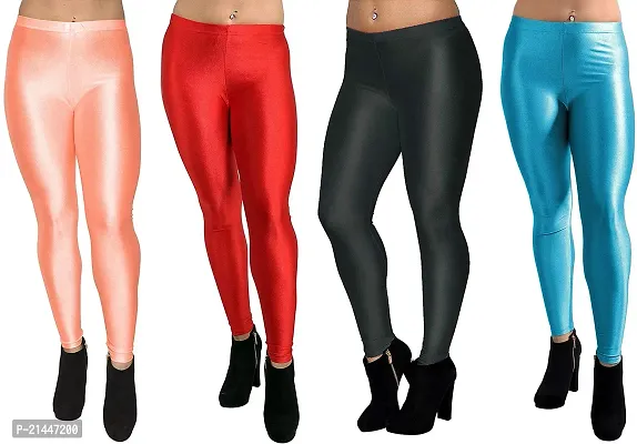 Fabulous Multicoloured Silk Blend  Leggings Combo For Women