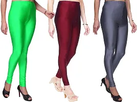 Fabulous Multicoloured Silk Blend  Leggings Combo For Women-thumb2