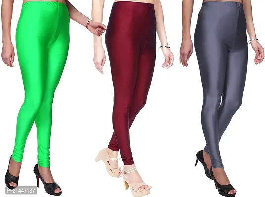 Fabulous Multicoloured Silk Blend  Leggings Combo For Women-thumb3