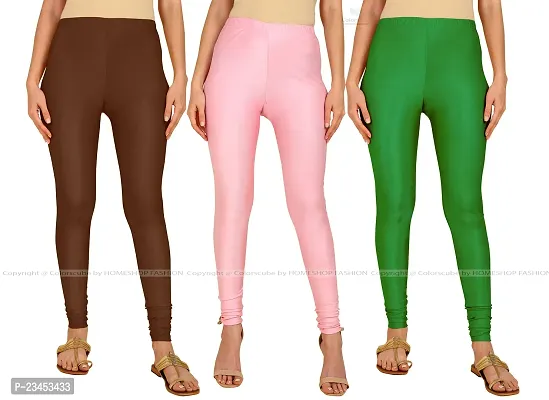 Fabulous Multicoloured Lycra Blend Solid Leggings For Women Pack Of 3