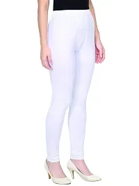 Stylish White Cotton Solid Leggings For Women-thumb2