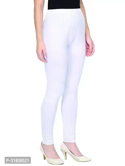 Stylish White Cotton Solid Leggings For Women-thumb3