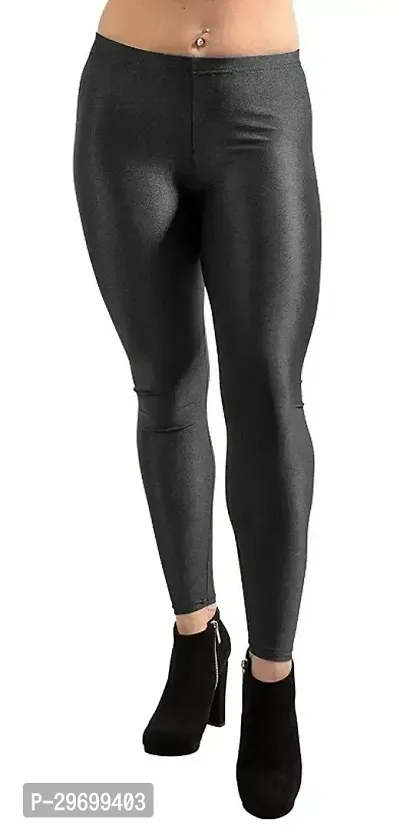 Fabulous Black Cotton Spandex Solid Leggings For Women