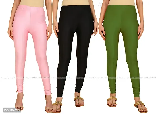 Fabulous Multicoloured Lycra Blend Solid Leggings For Women Pack Of 3