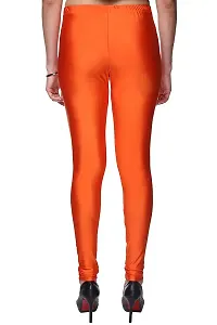 Stylish Orange Satin Solid Leggings For Women-thumb2