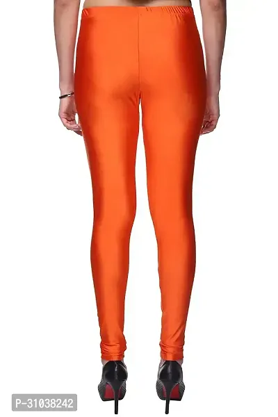 Stylish Orange Satin Solid Leggings For Women-thumb4