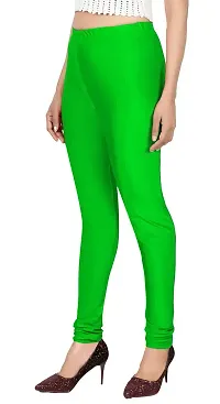 Fabulous Green Satin Leggings For Women-thumb2