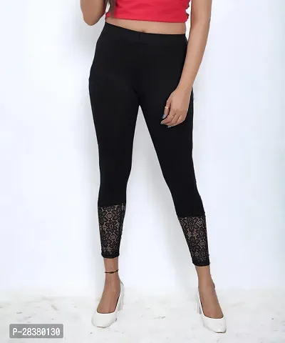 Stylish Black Cotton Solid Leggings For Women-thumb0