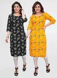 Stylish Multicoloured Crepe Kurta For Women Combo Of 2-thumb2