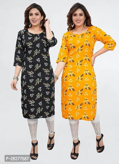 Stylish Multicoloured Crepe Kurta For Women Combo Of 2-thumb3