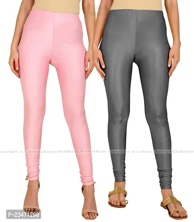 Stylish Women Lycra Blend Leggings Pack of 2-thumb0