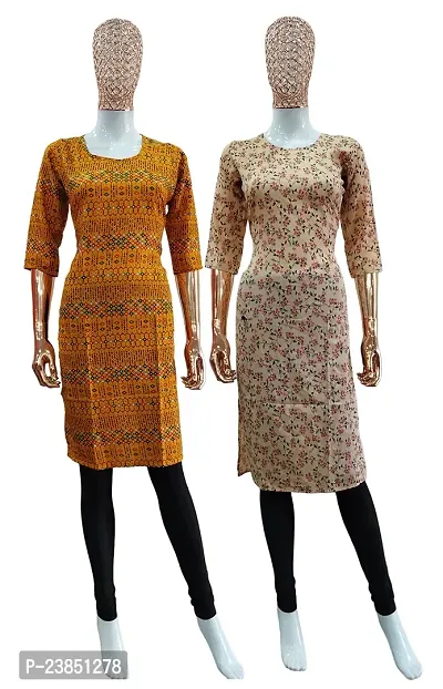 Elegant Printed Crepe Kurta For Women- Pack Of 2-thumb0