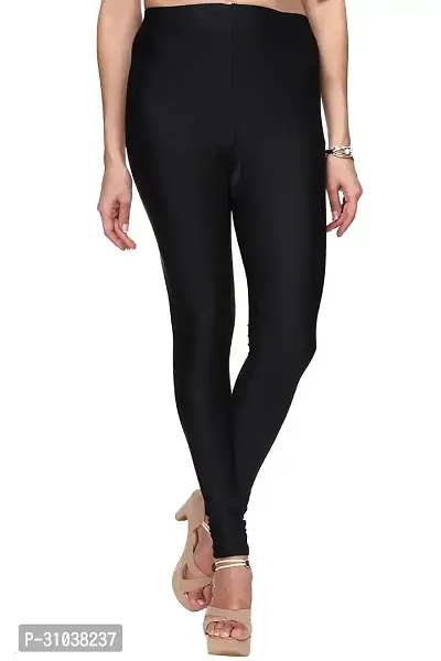 Stylish Black Satin Solid Leggings For Women-thumb0