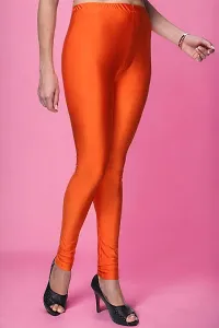 Fabulous Orange Lycra Solid Leggings For Women-thumb2