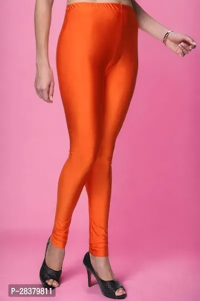 Fabulous Orange Lycra Solid Leggings For Women-thumb3