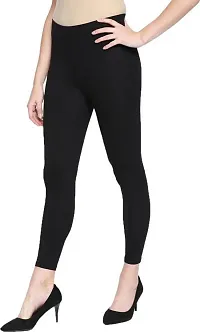 Stylish  Comfortable Cotton Ankle Length Women's Premium Cotton Stretchable Leggings with Rib for women-thumb2