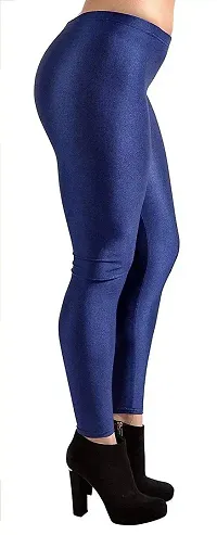 Fabulous Navy Blue Satin Leggings For Women-thumb3