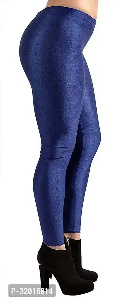 Fabulous Navy Blue Satin Leggings For Women-thumb5