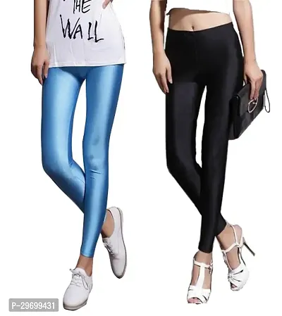 Fabulous Multicoloured Satin Solid Leggings For Women Pack Of 2