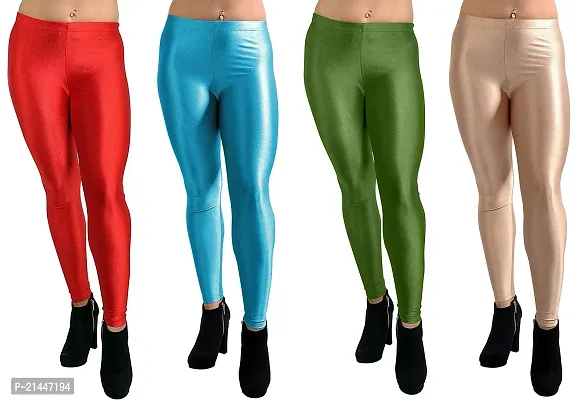 Fabulous Multicoloured Silk Blend  Leggings Combo For Women-thumb0