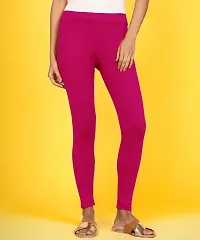 Fabulous Pink Cotton Solid Ankle Length Leggings For Women-thumb1