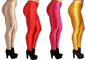 Fabulous Multicoloured Silk Blend  Leggings Combo For Women-thumb2