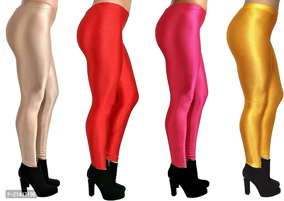 Fabulous Multicoloured Silk Blend  Leggings Combo For Women-thumb3