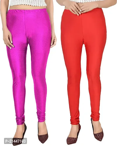 Fabulous Multicoloured Silk Blend  Leggings Combo For Women-thumb0