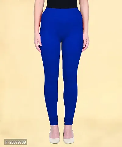 Fabulous Blue Cotton Solid Leggings For Women-thumb2