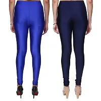 Stylish Multicoloured Satin Solid Leggings For Women Pack Of 2-thumb1