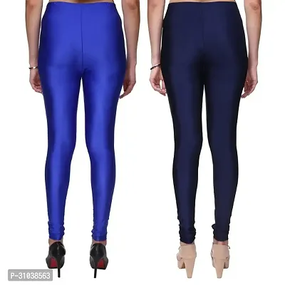 Stylish Multicoloured Satin Solid Leggings For Women Pack Of 2-thumb2