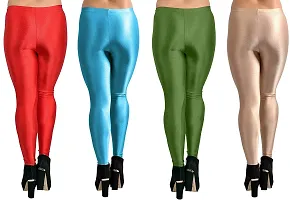 Fabulous Multicoloured Silk Blend  Leggings Combo For Women-thumb1