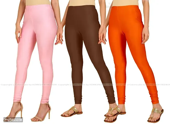 Fabulous Multicoloured Lycra Blend Solid Leggings For Women Pack Of 3-thumb2