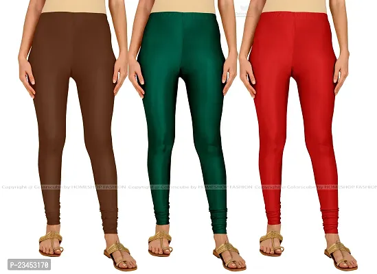 Fabulous Multicoloured Lycra Blend Solid Leggings For Women Pack Of 3-thumb0