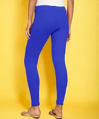 Fabulous Blue Cotton Solid Ankle Length Leggings For Women-thumb2