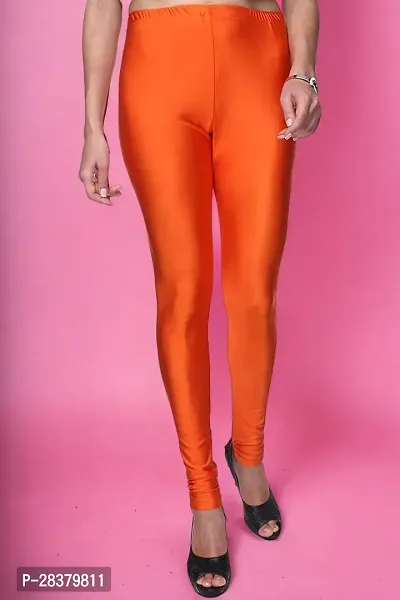 Fabulous Orange Lycra Solid Leggings For Women-thumb0