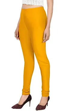 Stylish Yellow Lycra Solid Leggings For Women-thumb2