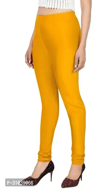 Stylish Yellow Lycra Solid Leggings For Women-thumb3