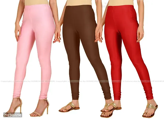 Fabulous Multicoloured Lycra Blend Solid Leggings For Women Pack Of 3-thumb2