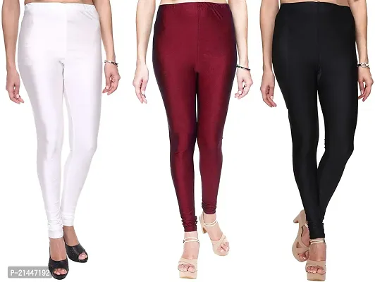 Fabulous Multicoloured Silk Blend  Leggings Combo For Women