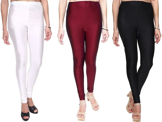 Stylish Silk Blend Leggings For Women - Pack Of 3