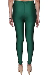 Stylish Green Satin Solid Leggings For Women-thumb2