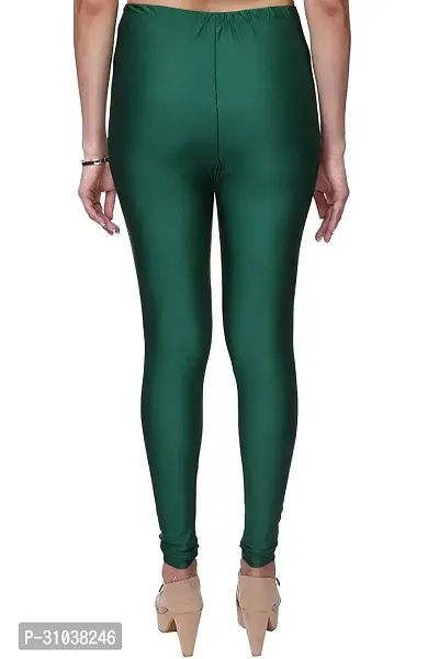 Stylish Green Satin Solid Leggings For Women-thumb3