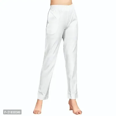 Stylish White Cotton Blend Solid Ethnic Pants For Women-thumb0