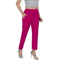 Stylish Pink Cotton Blend Solid Ethnic Pants For Women-thumb1