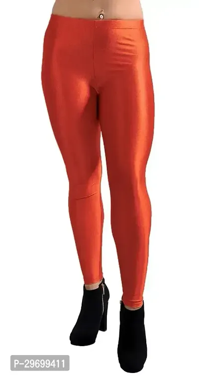 Fabulous Orange Cotton Spandex Solid Leggings For Women-thumb0