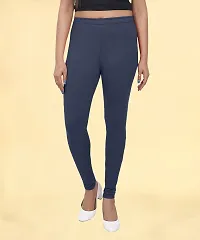 Fabulous Navy Blue Cotton Solid Leggings For Women-thumb1